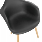Silla de diseño escandinavo con polipropileno de Ophelia de brazos (negro)