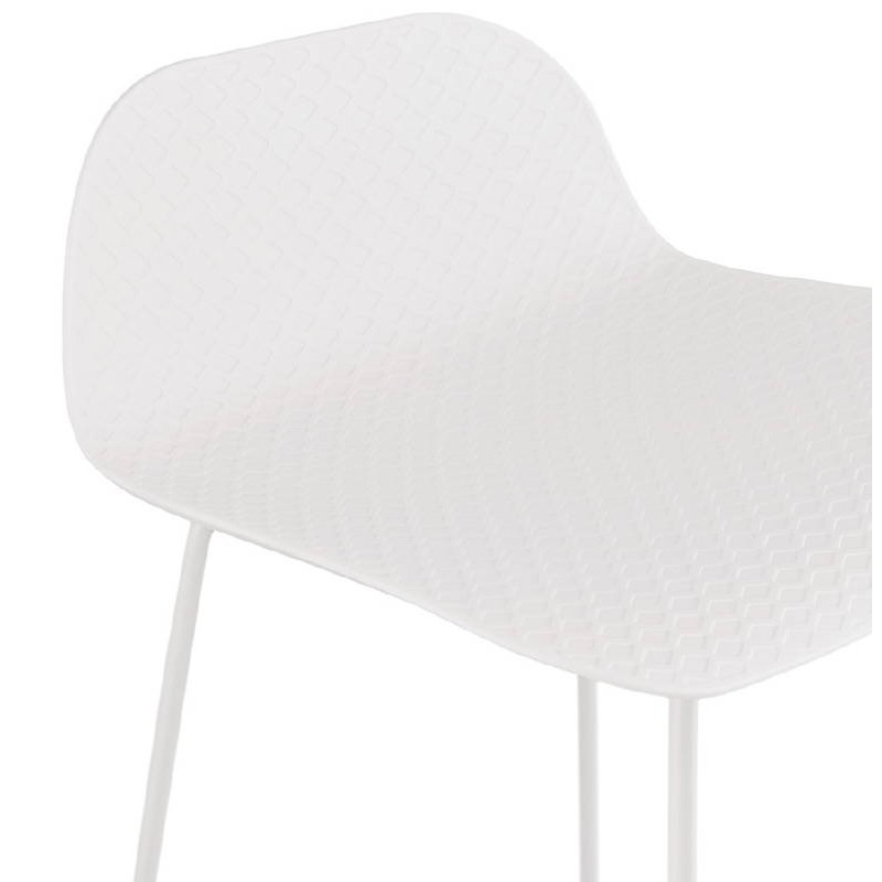 Tabouret de bar chaise de bar mi-hauteur design ULYSSE MINI pieds métal blanc (blanc) - image 37869