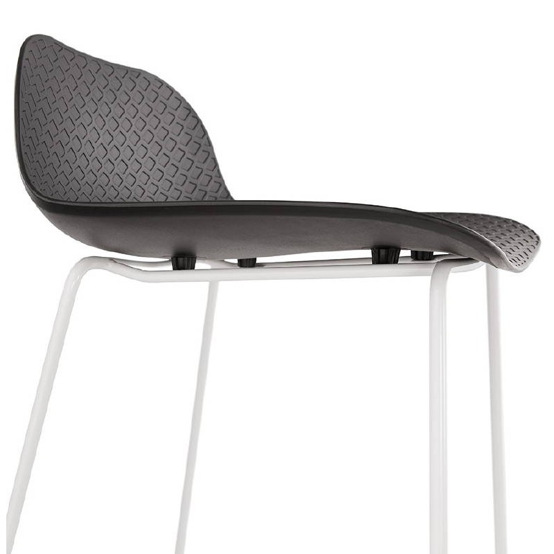 Tabouret de bar chaise de bar mi-hauteur design ULYSSE MINI pieds métal blanc (noir) - image 37884