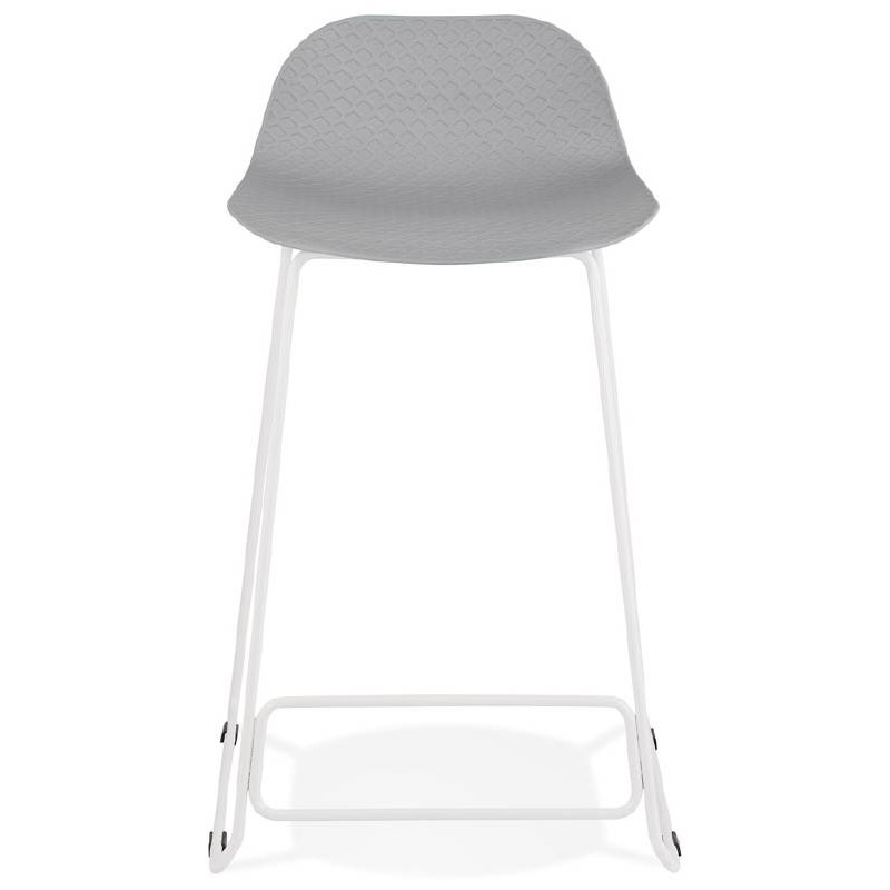 Tabouret de bar chaise de bar mi-hauteur design ULYSSE MINI pieds métal blanc (gris clair) - image 37891
