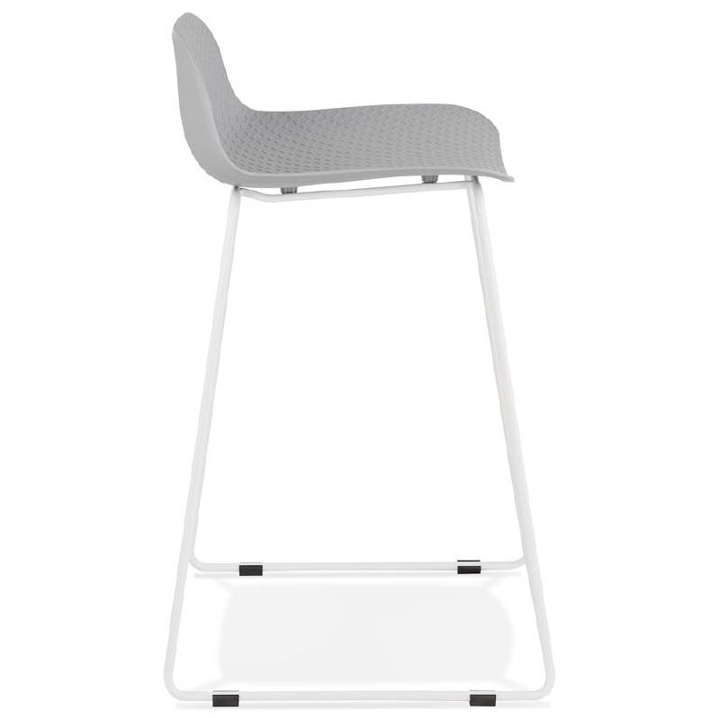 Tabouret de bar chaise de bar mi-hauteur design ULYSSE MINI pieds métal blanc (gris clair) - image 37892