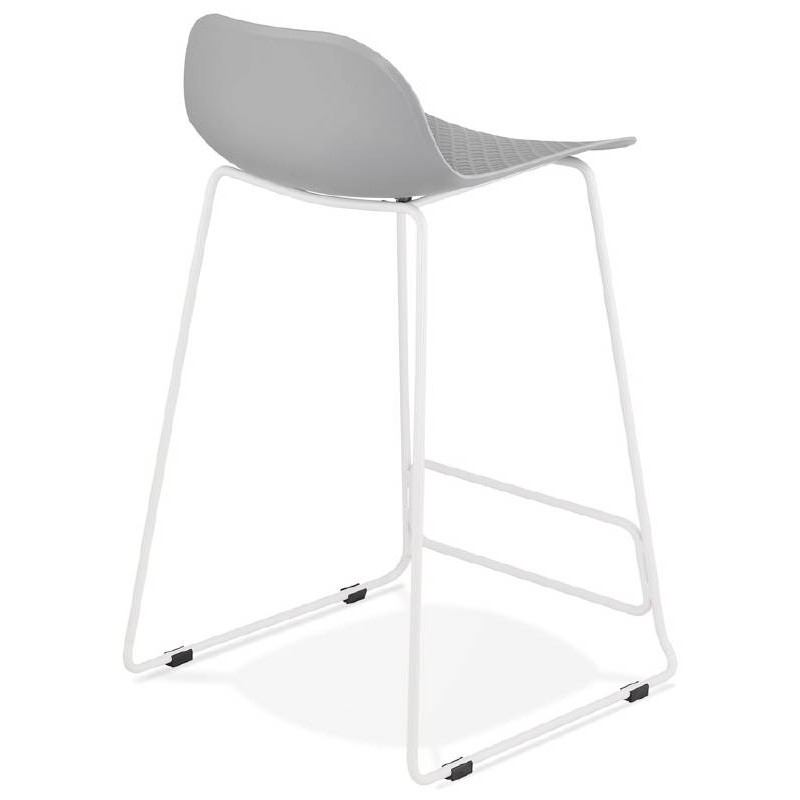 Tabouret de bar chaise de bar mi-hauteur design ULYSSE MINI pieds métal blanc (gris clair) - image 37893