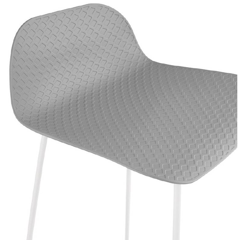 Tabouret de bar chaise de bar mi-hauteur design ULYSSE MINI pieds métal blanc (gris clair) - image 37895