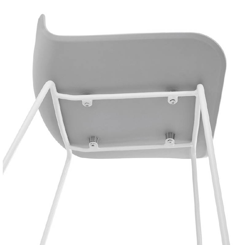 Tabouret de bar chaise de bar mi-hauteur design ULYSSE MINI pieds métal blanc (gris clair) - image 37898