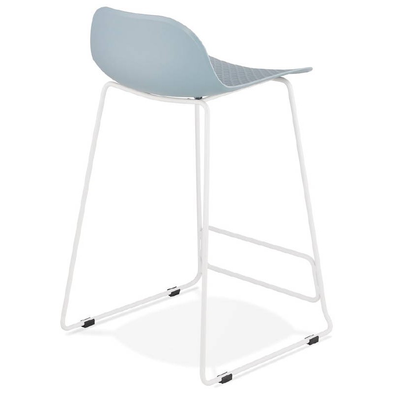 Tabouret de bar chaise de bar mi-hauteur design ULYSSE MINI pieds métal blanc (bleu ciel) - image 37905