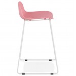 Bar stool barstool design mid-height Ulysses MINI feet white metal (powder pink)