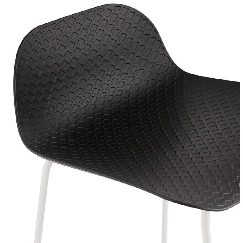 ULYSSE design bar chair barstool with white metal legs (black) - image 37947
