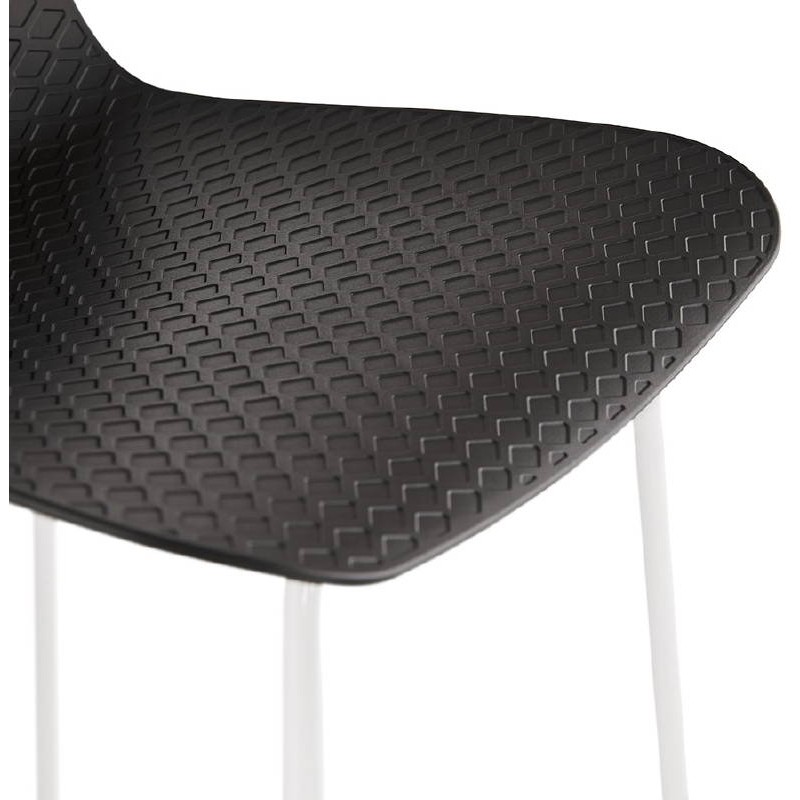 ULYSSE design bar chair barstool with white metal legs (black) - image 37948