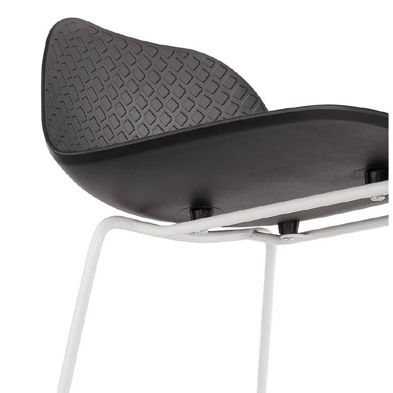 ULYSSE design bar chair barstool with white metal legs (black) - image 37950