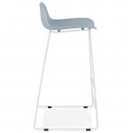 Tabouret de bar chaise de bar design ULYSSE pieds métal blanc (bleu ciel)