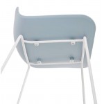 Tabouret de bar chaise de bar design ULYSSE pieds métal blanc (bleu ciel)
