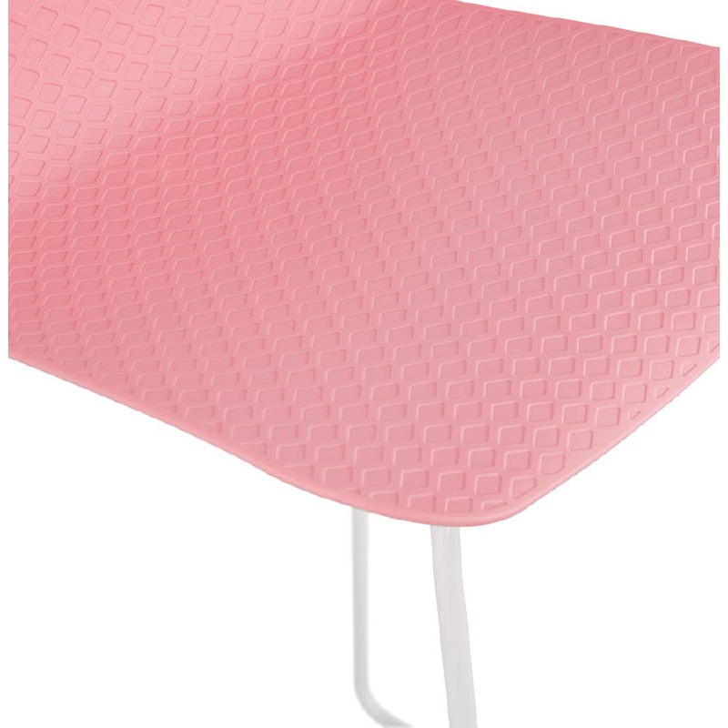 Tabouret de bar chaise de bar design ULYSSE pieds métal blanc (rose poudré) - image 37986