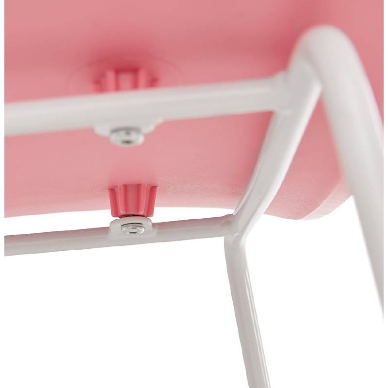 Tabouret de bar chaise de bar design ULYSSE pieds métal blanc (rose poudré) - image 37990