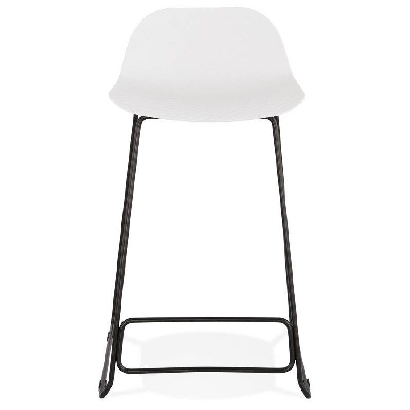 Tabouret de bar chaise de bar mi-hauteur design ULYSSE MINI pieds métal noir (blanc) - image 37995