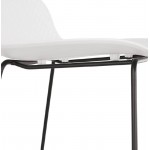 Tabouret de bar chaise de bar mi-hauteur design ULYSSE MINI pieds métal noir (blanc)