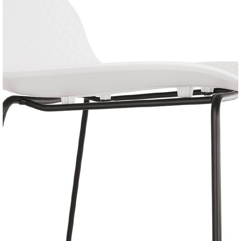 Tabouret de bar chaise de bar mi-hauteur design ULYSSE MINI pieds métal noir (blanc) - image 38001