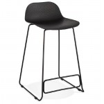 Tabouret de bar chaise de bar mi-hauteur design ULYSSE MINI pieds métal noir (noir)