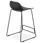 Tabouret de bar chaise de bar mi-hauteur design ULYSSE MINI pieds métal noir (noir)