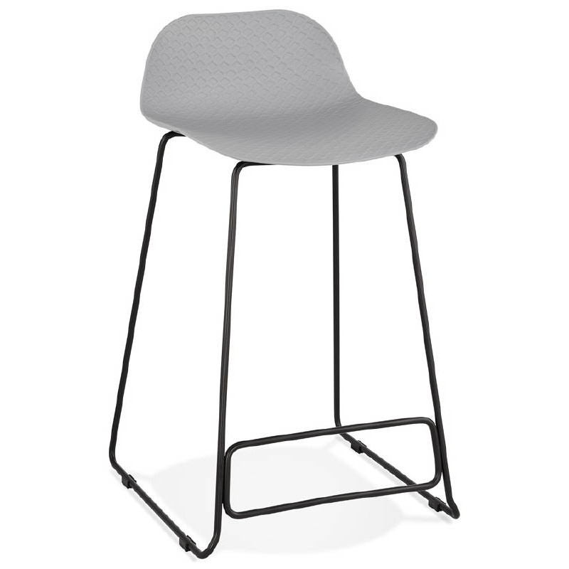 Tabouret de bar chaise de bar mi-hauteur design ULYSSE MINI pieds métal noir (gris clair) - image 38019