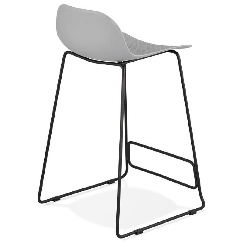 Tabouret de bar chaise de bar mi-hauteur design ULYSSE MINI pieds métal noir (gris clair) - image 38022