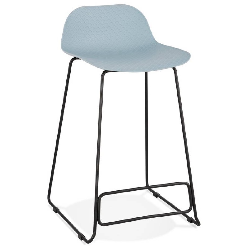 Tabouret de bar chaise de bar mi-hauteur design ULYSSE MINI pieds métal noir (bleu ciel) - image 38031