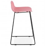 Tabouret de bar chaise de bar mi-hauteur design ULYSSE MINI pieds métal noir (rose poudré)