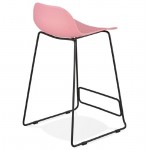 Bar stool barstool design mid-height Ulysses MINI feet black metal (powder pink)
