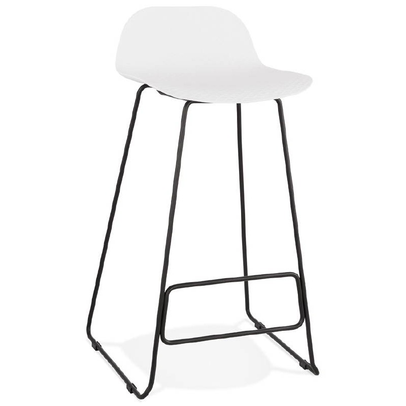 Tabouret de bar chaise de bar design ULYSSE pieds métal noir (blanc) - image 38056