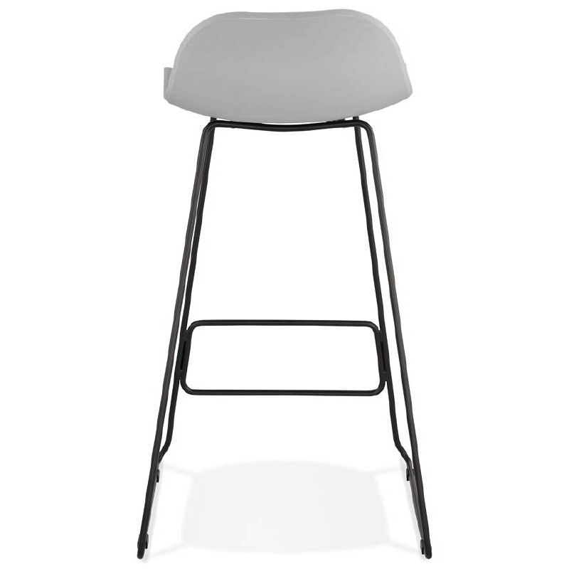 Tabouret de bar chaise de bar design ULYSSE pieds métal noir (gris clair) - image 38088