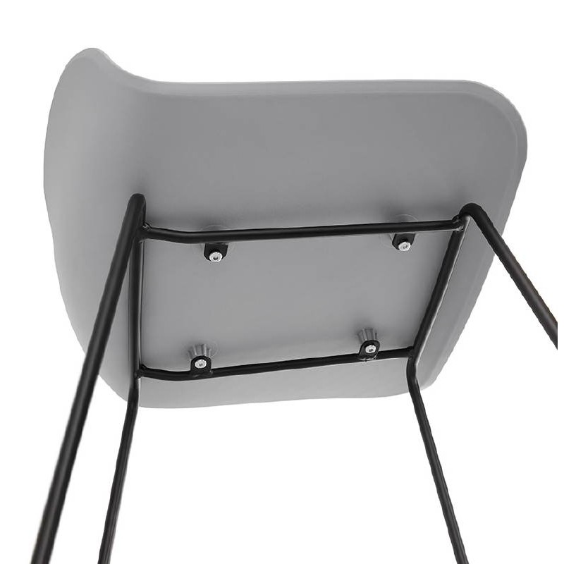 Tabouret de bar chaise de bar design ULYSSE pieds métal noir (gris clair) - image 38092