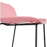 Tabouret de bar chaise de bar design ULYSSE pieds métal noir (rose poudré)