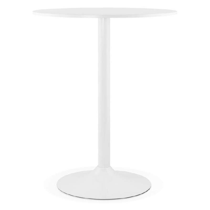 Table haute mange-debout design LUCIE en bois pieds métal blanc (Ø 90 cm) (blanc) - image 38255