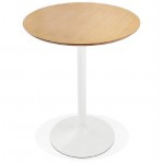 Tavolo alto alto metallo di LAURA design piedini in legno bianco (Ø 90 cm) (finitura rovere naturale)
