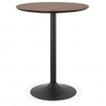 Table high high table LAURA design wooden feet black metal (Ø 90 cm) (Walnut Finish)