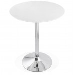 Hohe hohe Tisch LAURA Design-Füße aus Holz Metall-Chrom (O 90 cm) (weiß)