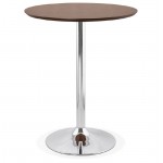 Tavolo alto tavolo alta LAURA design in legno piedi cromo metallo (Ø 90 cm) (noce finitura)