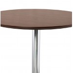 Table high high table LAURA design wooden feet chrome metal (Ø 90 cm) (Walnut Finish)