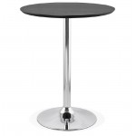 Table high high table LAURA design wooden feet metal chrome (O 90 cm) (black)