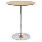 Table high high table LAURA design wooden feet chrome metal (Ø 90 cm) (natural oak finish)