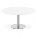 Tavolino design YAEL in metallo spazzolato e legno (bianco)