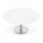 Coffee table design YAEL in wood and brushed metal (white)