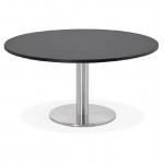 Tavolino design YAEL in metallo spazzolato e legno (nero)