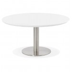 Coffee table design WILLY wood and brushed metal (white)