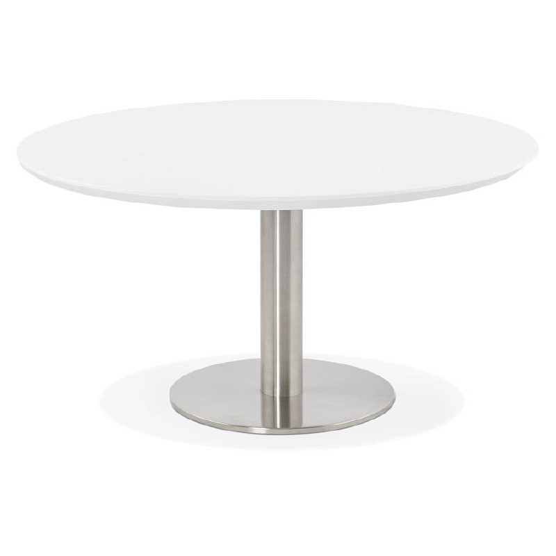 Table basse design WILLY en bois et métal brossé (blanc) - image 38782