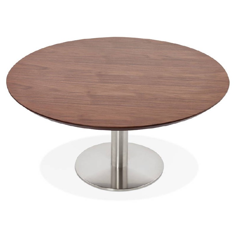 Table basse design WILLY en bois et métal brossé (noyer) - image 38791