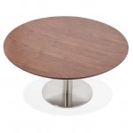 Table basse design WILLY en bois et métal brossé (noyer)