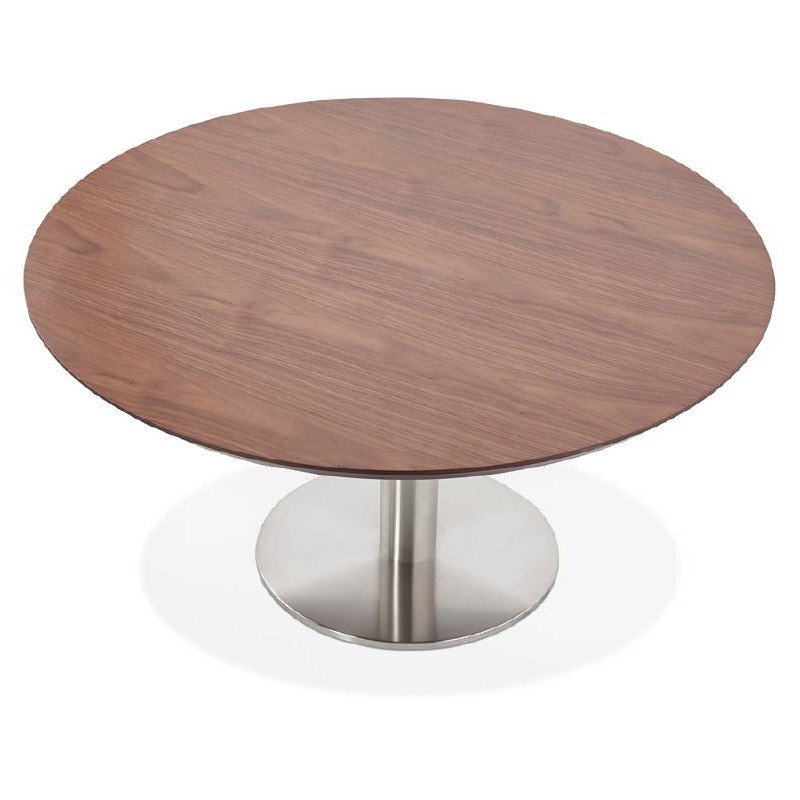 Table basse design WILLY en bois et métal brossé (noyer) - image 38792