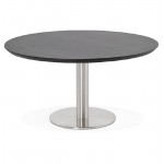 Coffee table design WILLY wood and brushed metal (black)