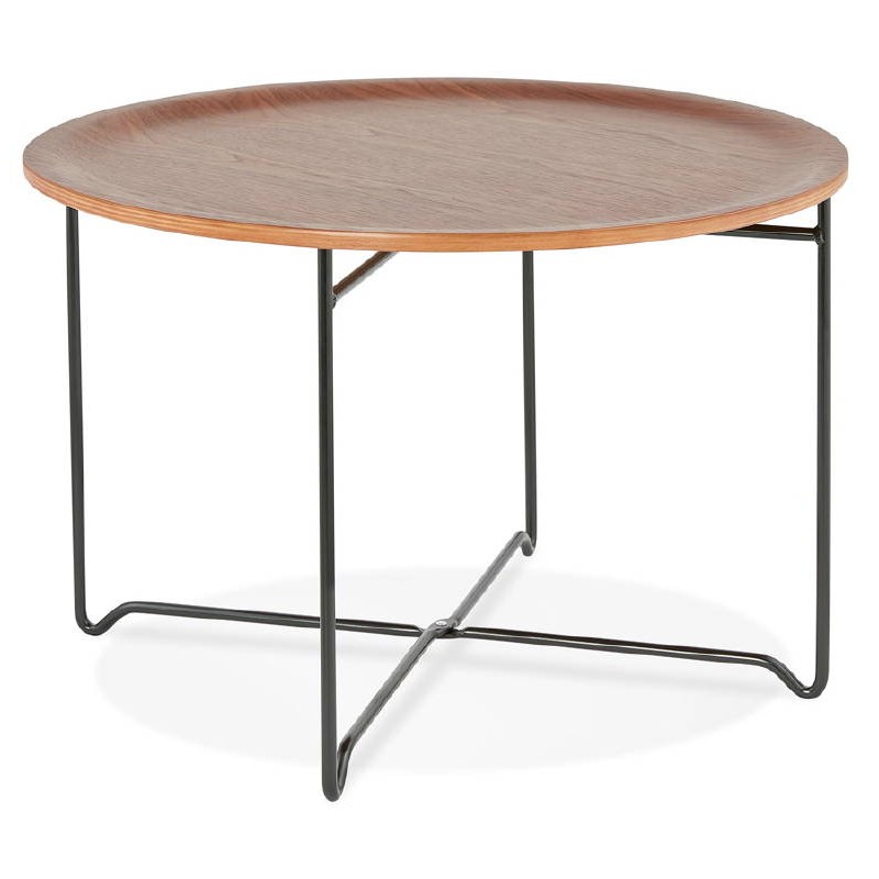 Table low industrial TONY in wood and painted metal (Walnut) - image 38826