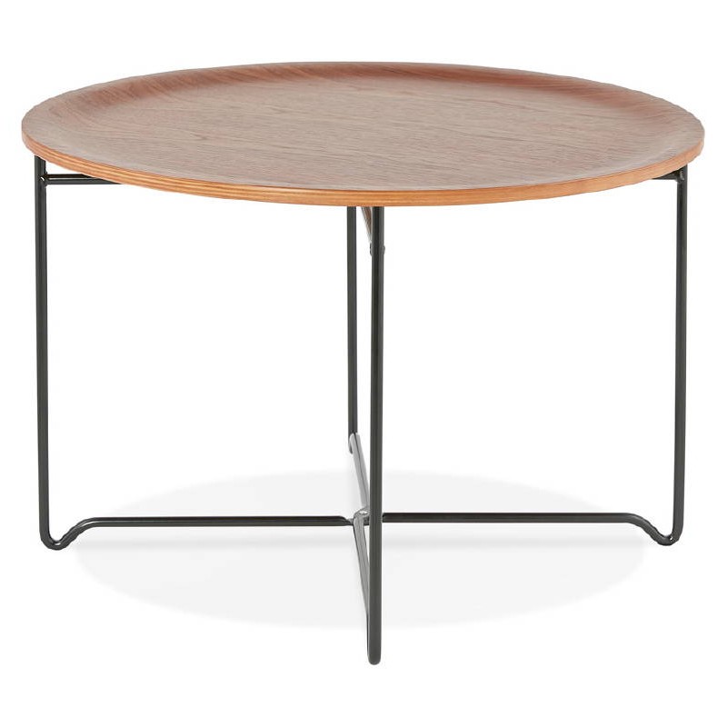Table low industrial TONY in wood and painted metal (Walnut) - image 38828